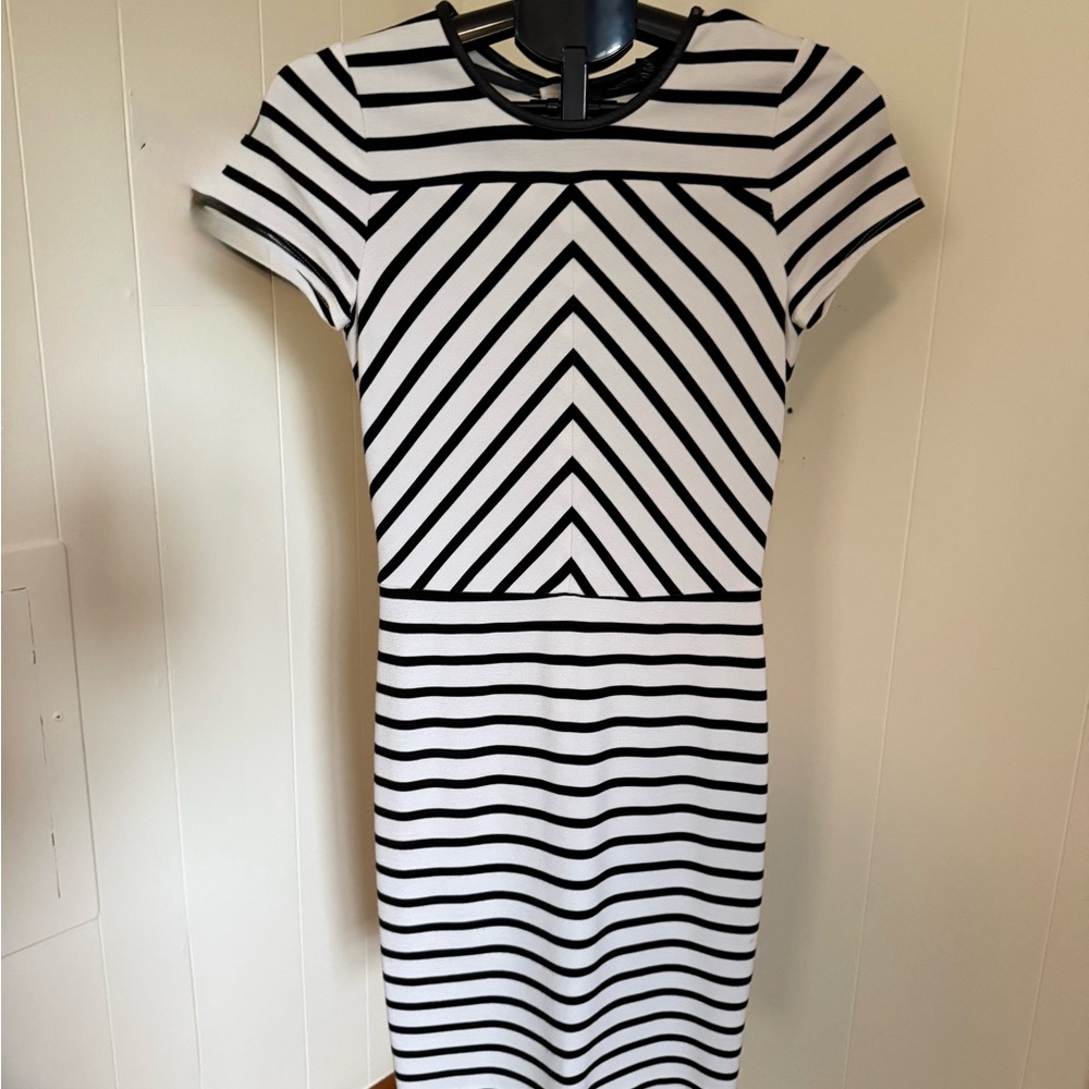 Banana Republic white dress with black stripes, size 0